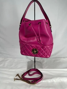 Versace Bucket Fuxia Quilted Leather Bucket SPB-MS 349160 - Picture 1 of 13