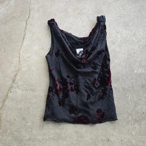 Vintage 90s Y2k ICE Goth Vamp Romantic Sleeveless Blouse Burnout Velvet Top 1X - Picture 1 of 3
