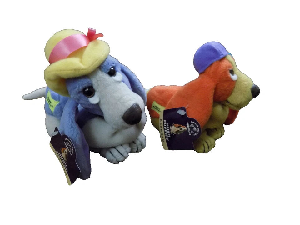 Vtg Lot Applause Hush Puppies Bean Bag Plush Mom Boy Basset Hound Dog hat HP cap