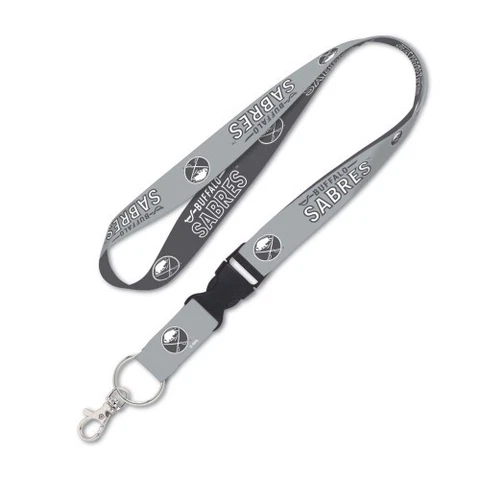BUFFALO SABRES GRAY KEY CHAIN LANYARD DETACHABLE BUCKLE 1" W 22" LONG Cover