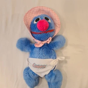 1983 Vtg 13" Baby Grover Plush Sesame Street Hasbro Softies Diaper Hat Stuffed - Picture 1 of 7