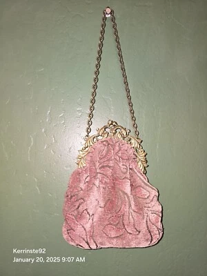 Cartera victoriana rosa rococó de 1800 Foto 1 de 4