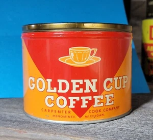 Rare Vintage Golden Cup Coffee Carpenter Cook Co Menominee Michigan - Picture 1 of 8