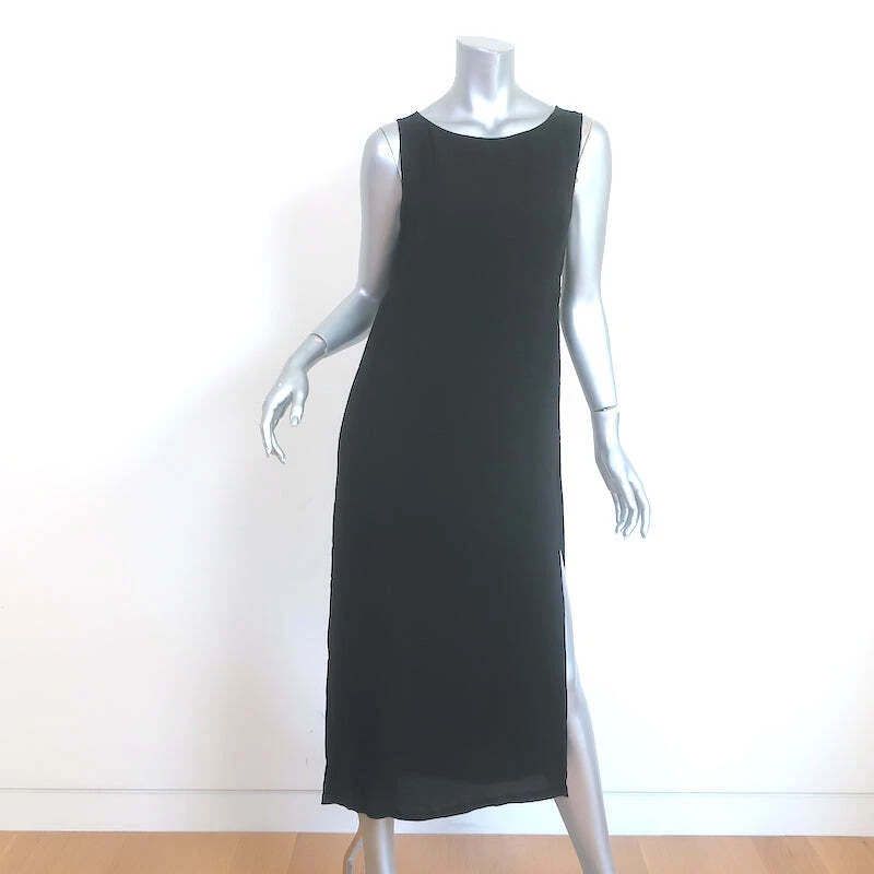 Max Mara Pianoforte Midi Dress Black Crepe Size 42 Sleeveless Side-Zip Tunic - Image 1 of 4