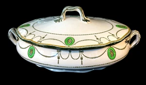 Beautiful Royal Doulton Countess Green Rim Large Soup Tureen, Circa 1920 - Picture 1 of 5