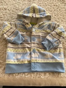 Just One You Boys Blue White Polar Bears Fleece Hoodie Jacket Buttons 9 Months - Picture 1 of 7