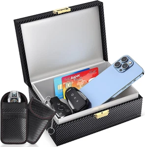 Faraday Box with Faraday Pouch 2 Pack, Keyless Entry Car Key Safe Protector RFID - Picture 1 of 8