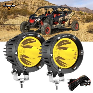 AUXBEAM 2X 4" Amber LED Work Light Spot Pods For Polaris RZR PRO XP 4 - Imagen 1 de 12
