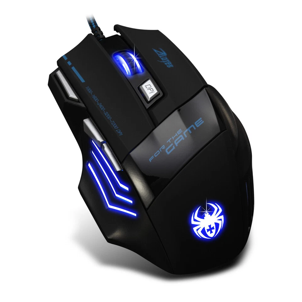 USB Wired Gaming Mouse Optical Mouse 7200 DPI LED Backlit 7 Button For PC - Image 1 of 4