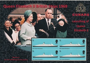 GB QEII 1969 NICE DISPLAY OF QUEEN ELIZABETH II LAUNCHING OF QE2 BLOCK OF 4 MNH3 - Picture 1 of 2