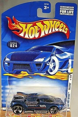 2001 Hot Wheels #24 First Editions 12/36 MAELSTROM Dark Blue w/Chrome 3 Spokes - Image 1 of 4