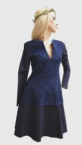 Kleid festlich, Party, Hochzeit, Damen Gr. 38 Jersey Kleid mit Spitze - Bild 1 von 3