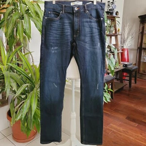 Lee Slim Fit Men's Jeans 32x34 Modern Series Tapered Leg Dark Wash Lt Distressed - Picture 1 of 10