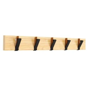 Bamboo Wall Mounted Coat Hooks Hanger 20kg Maximum Bearing Black Foldable Hook T - Picture 1 of 7