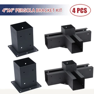 Kit de soporte para pérgola ELITEWILL 4x4"" interior 3,5x3,5 4 vías carpintería hágalo usted mismo base de poste - Imagen 1 de 24