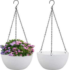 8 Inch Hanging Planters for Indoor Outdoor Plants, 2 Pack Hanging Flower Pots w - Picture 1 of 7