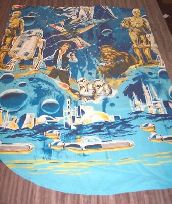 VINTAGE 1977 STAR WARS A New Hope Bed Set BLANKET 76 X 106 Death Star - Image 1 of 4