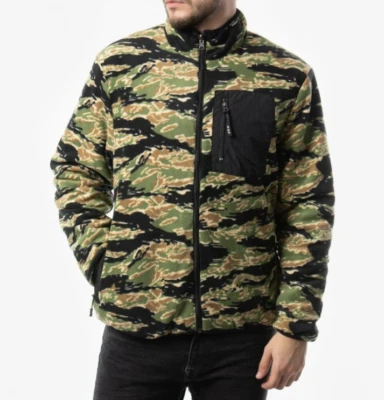 Chaqueta polar reversible de lana HUF para hombre camuflada y negra Milton pequeña nueva con etiquetas Foto 1 de 4