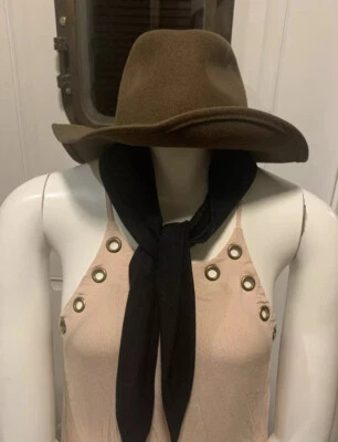 Sombrero Bollman Vintage 100% Lana Mujer Doeskin Fieltro Co Hecho en EE. UU. - Corbata de Cadena Negra Foto 1 de 4