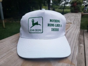 VTG John Deere Hat Cap Snap Back White Trucker "Nothing Runs Like A Deere" READ  - Picture 1 of 8