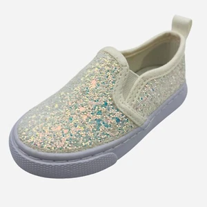 Toddler Girls' Madigan Glitter Slip On Sneakers White Pull On Cat & Jack New - Picture 1 of 5