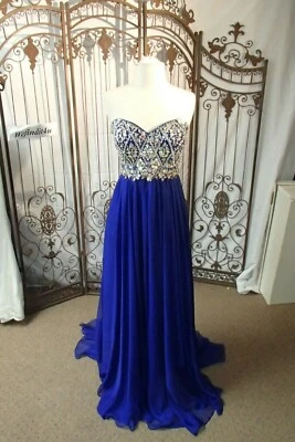 W211 ALYCE COBALT BLUE SZ 10 BEADED $449 PROM  FORMAL GOWN DRESS - Image 1 of 4