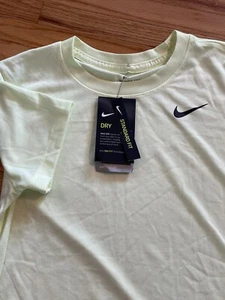 Neu mit Etikett Nike kurzärmliges Damen-T-Shirt Training Fitnessstudio gelb Größe Small Training - Bild 1 von 7