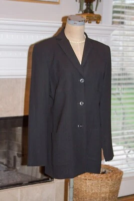 Katherine Kelly Collection Women's 8 Black Blazer Jacket 100% Wool Button Front - Image 1 of 4