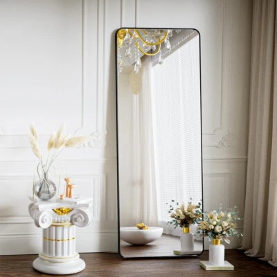 Standspiegel Spiegel mit abgerundeten Ecken 50x150cm Ganzkörper Schwarz B1232 - Bild 1 von 4