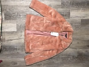 haoduoyi Pink Suede Faux Fur Pink Designer Jacket Small Womans - Picture 1 of 4