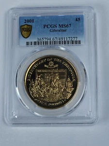 2001 GIBRALTAR FIVE 5 POUND ANNIVERSARY CHRONICLES GIBRALTAR  - PCGS MS67 - Picture 1 of 4