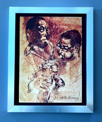 Arte Pop Firmado LeRoy Neiman "BIRD AND DIZ" 1974 Enmarcado en Nuevo 11x14 LS Foto 1 de 2