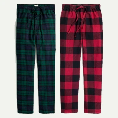 J. Pantalones de salón de franela Crew para hombre cuadros búfalo o musgo oscuro varias tallas Foto 1 de 4