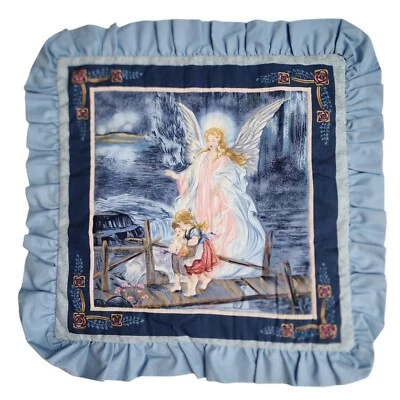 Funda de Almohada Ángel de la Guarda con Volantes de Colección Kitsch Acolchada Cuadrada Religiosa Foto 1 de 4