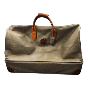 VTG Brics Carry On Luggage Pebbled Leather Weekender Duffle Bag Hard Base Italy - Picture 1 of 21