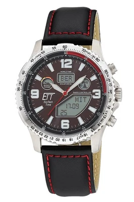 ETT Eco Tech Time Orologio Funk-Solar Professional Worldtimer Titan / Pelle - Bild 1 von 4