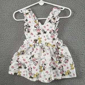 Disney Baby Kleid Minnie Mouse Print weiß 3-6 Monate Mädchen Träger Katze Pluto süß - Bild 1 von 9