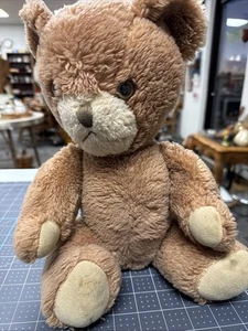 Vintage 15” Jointed Teddy Bear Brown Stuffed Plush - Picture 1 of 10