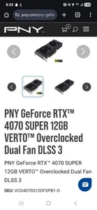 PNY Geforce RTX 4070 Super Verto OC 12GB GDDR6X Graphics Card - Picture 1 of 1