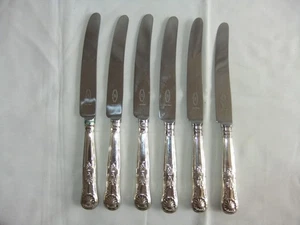 Silver Plated EPNS A1 Butlers Sheffield Kings Pattern 6 x Butter Knives 21 cm - Picture 1 of 6