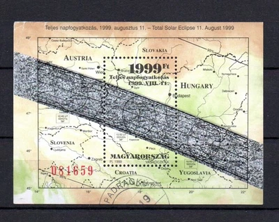 Hungary 1999 sheet Hologram Solar Eclipse stamp (Michel Block 247) used - Image 1 of 2