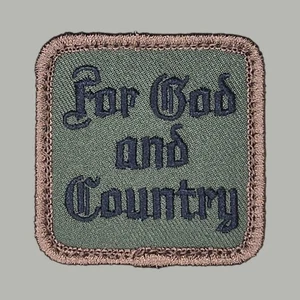 FOR GOD AND COUNTRY ARMY MILITARY SQUARE TACTICAL FOREST HOOK MORALE PATCH - Picture 1 of 5