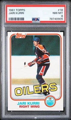 Tarjeta de novato Jari Kurri 1981 Topps #18 PSA 8 Edmonton Oilers leyenda de la corte Foto 1 de 2