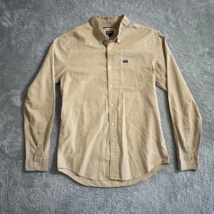 RVCA Hemd Herren Größe M Slim Langarm Button Down Hemd Hellbraun Tasche - Bild 1 von 7