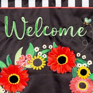 Welcome Wreath Applique House Flag,159779 - Picture 1 of 3