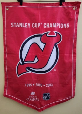 New Jersey Devils Stanley Cup Molson Canadian Dual-Sided NHL Hockey Banner Flag - Image 1 of 2