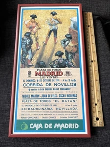 Plaza De Toros MADRID 13x7” 1991 Bull Fighting Custom Framed Bullfighting Bulls - Picture 1 of 5