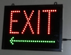 EXIT SIGN  LED Display in 12 cm ( 4.5" high characters ) LEFT & RIGHT ARROWS - Picture 1 of 2