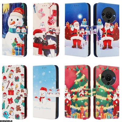 Case for ZTE A73 A75 A35E A76 A56 A36 Christmas Leather Wallet Case Phone Cover - Image 1 of 4