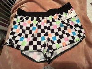 No Boundaries Active Shorts Womens Large Multicolor Check Athletic 34x2 NWT New - Picture 1 of 3